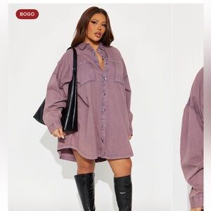 Woven Heart Purple Denim Mini Dress